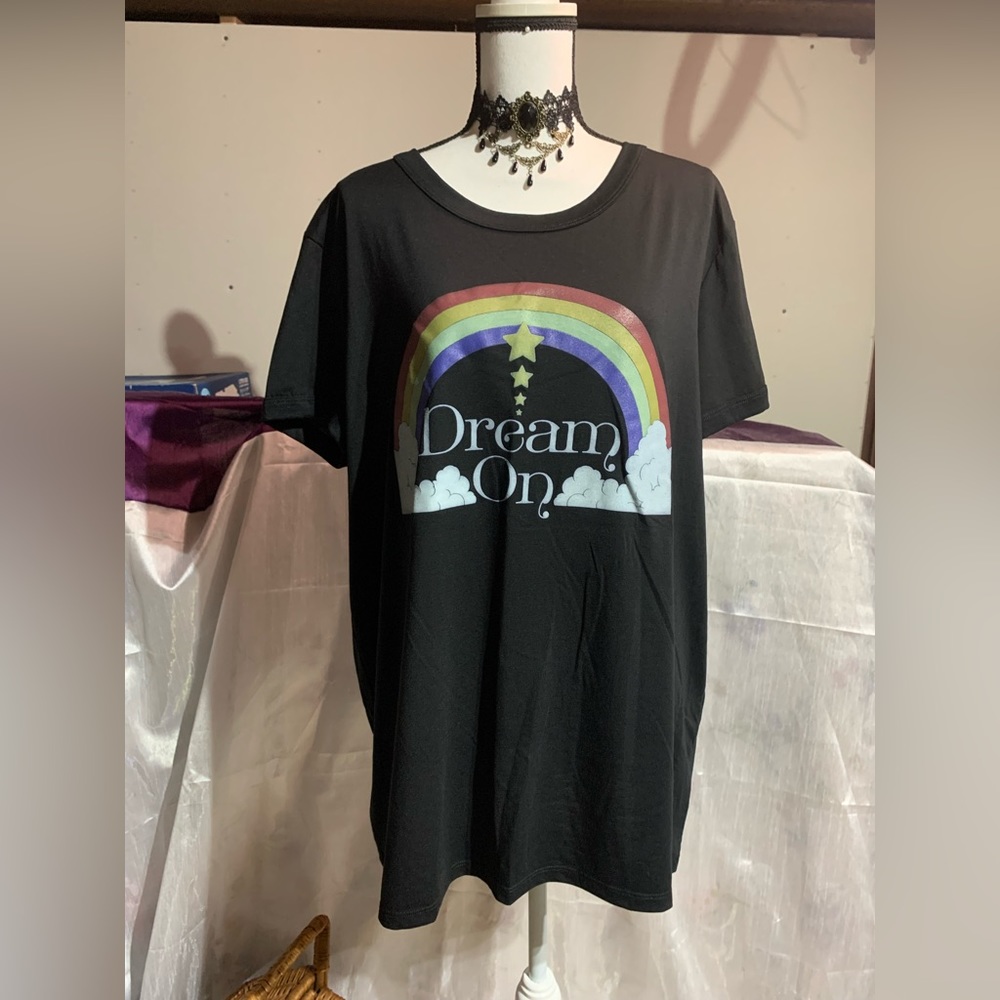 Lularoe Liv Dream On Rainbow Black Shirt